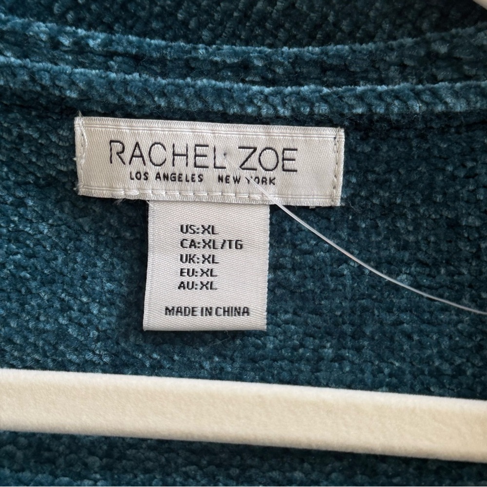 NWT Rachel Zoe Teal V-Neck Chenille Sweater XL - Picture 3 of 10
